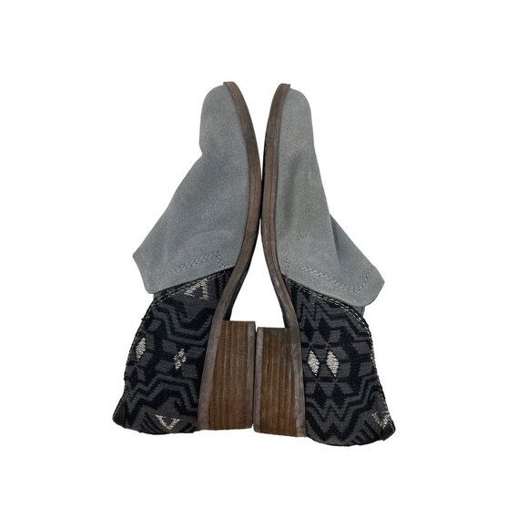Toms Shaye  Womens Gray Suede & Black Patterned Slip-On Booties Low Heel Size 9W - Picture 11 of 12